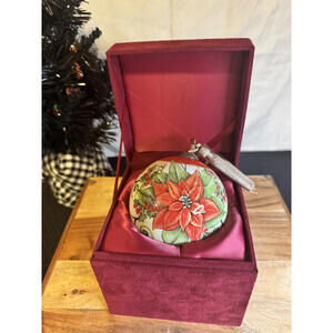 Hand-Painted Glass Poinsettia Ornament with Gift‎ Box – Appreciation Message